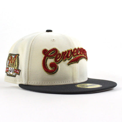 Cervecros-Milwaukee Brewers 40TH New Era 59Fifty Fitted Hat (Chrome White Graphite Gray Under Brim)