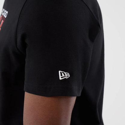 The Male model is wearing Chicago Bulls NBA Back To School Black T-Shirt 5