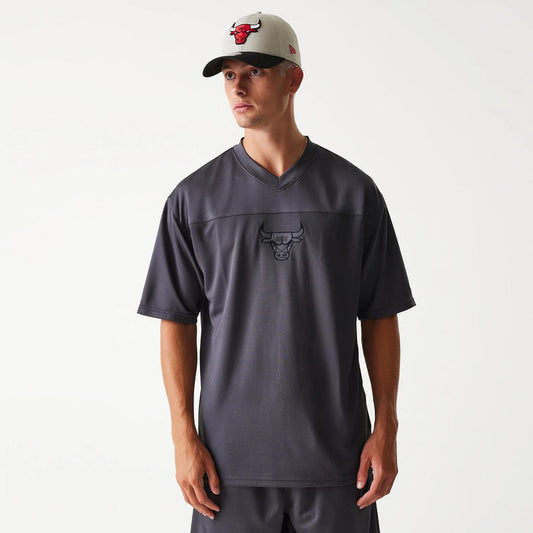 The Male model is wearing Chicago Bulls NBA Tonal Dark Grey Mesh Jersey 1