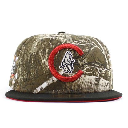 Chicago Cubs 1908 World Series New Era 59Fifty Fitted Hat (RealTree Camo Black Scarlet Red Under Brim)