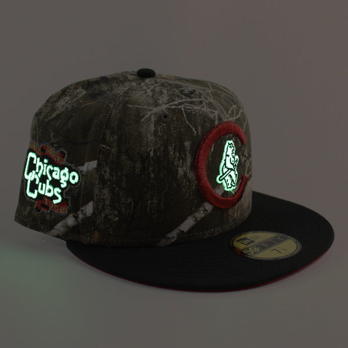 Chicago Cubs 1908 World Series New Era 59Fifty Fitted Hat (RealTree Camo Black Scarlet Red Under Brim)