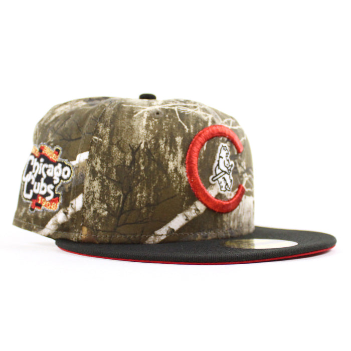Chicago Cubs 1908 World Series New Era 59Fifty Fitted Hat (RealTree Camo Black Scarlet Red Under Brim)