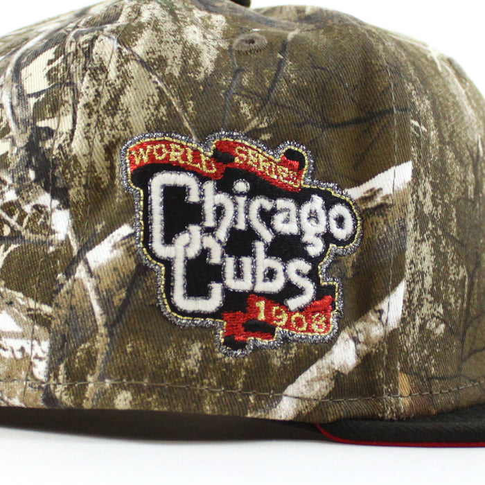 Chicago Cubs 1908 World Series New Era 59Fifty Fitted Hat (RealTree Camo Black Scarlet Red Under Brim)