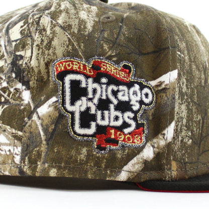 Chicago Cubs 1908 World Series New Era 59Fifty Fitted Hat (RealTree Camo Black Scarlet Red Under Brim)