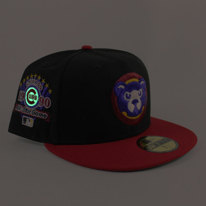 Chicago Cubs 1990 All Star Game New Era 59Fifty Fitted Hat (Black Scarlet Red Green Under Brim)