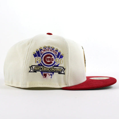 Chicago Cubs 1990 All Star Game New Era 59Fifty Fitted Hat (Chrome White Red Green Under Brim)