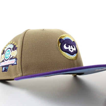Chicago Cubs 1990 All Star Game New Era 59Fifty Fitted Hat (Khaki Purple Sky Blue Under Brim)