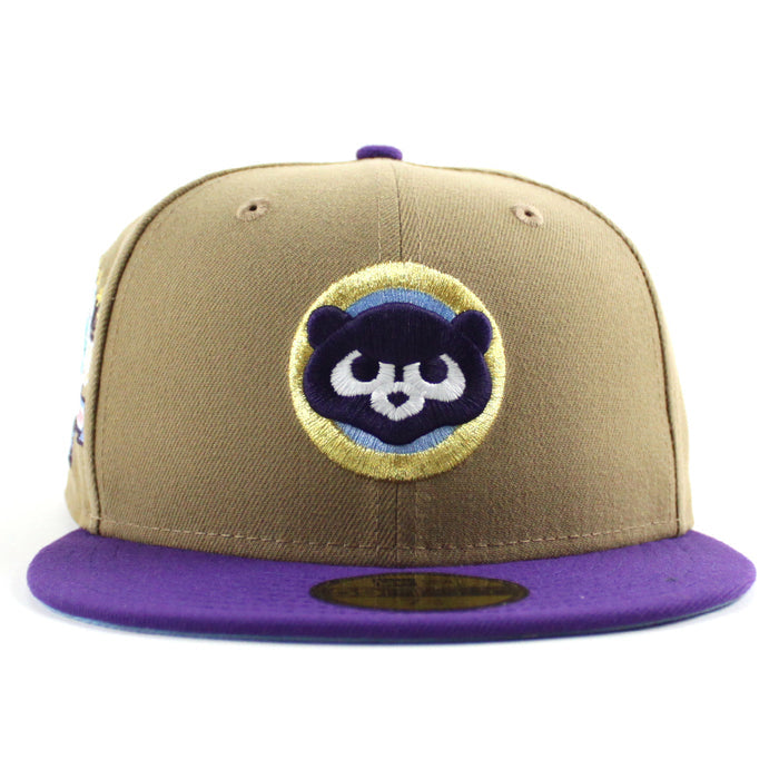 Chicago Cubs 1990 All Star Game New Era 59Fifty Fitted Hat (Khaki Purple Sky Blue Under Brim)