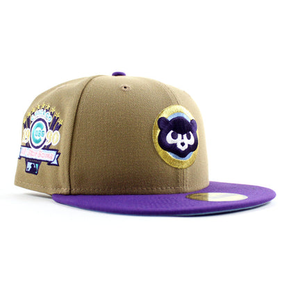 Chicago Cubs 1990 All Star Game New Era 59Fifty Fitted Hat (Khaki Purple Sky Blue Under Brim)