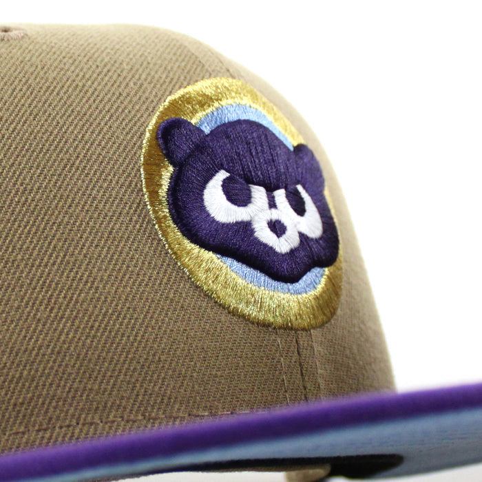 Chicago Cubs 1990 All Star Game New Era 59Fifty Fitted Hat (Khaki Purple Sky Blue Under Brim)