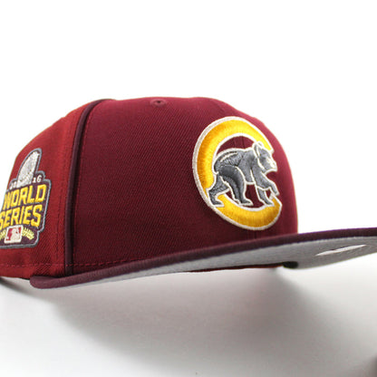 Chicago Cubs 2016 World Series New Era 59Fifty Fitted Hat (Cardinal Maroon Gray Under Brim)