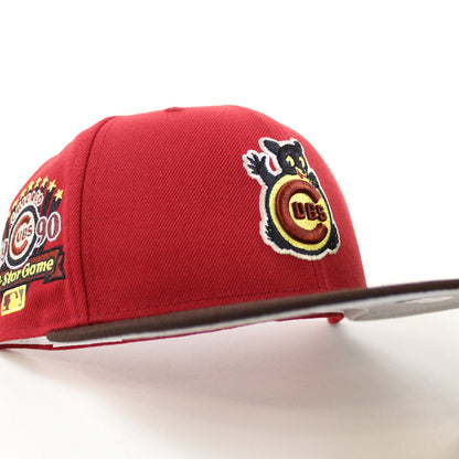 Chicago Cubs All Star Game90 New Era 59Fifty Fitted Hat (Pinot Red Burnt Wood Gray Under Brim)