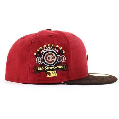 Chicago Cubs All Star Game90 New Era 59Fifty Fitted Hat (Pinot Red Burnt Wood Gray Under Brim)