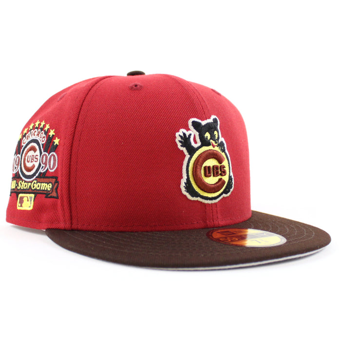 Chicago Cubs All Star Game90 New Era 59Fifty Fitted Hat (Pinot Red Burnt Wood Gray Under Brim)