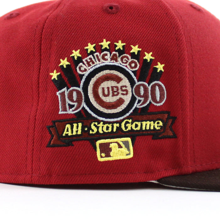Chicago Cubs All Star Game90 New Era 59Fifty Fitted Hat (Pinot Red Burnt Wood Gray Under Brim)