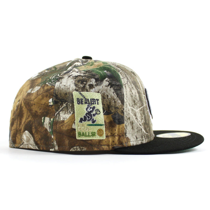 Chicago Cubs Be Alert For Foul Balls New Era 59Fifty Fitted Hat (RealTree Camo Black Green Under Brim)