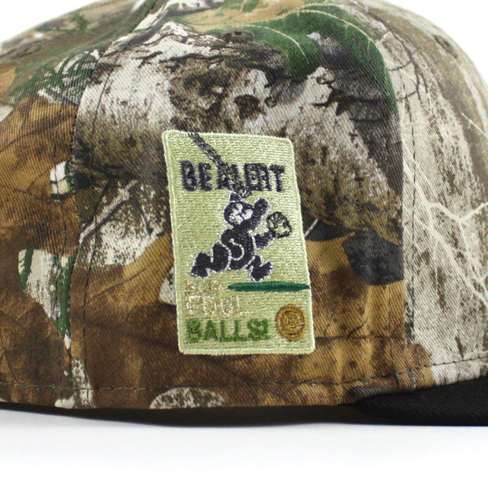 Chicago Cubs Be Alert For Foul Balls New Era 59Fifty Fitted Hat (RealTree Camo Black Green Under Brim)