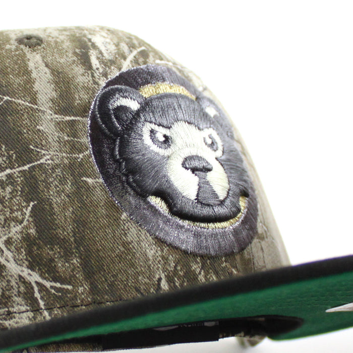 Chicago Cubs Be Alert For Foul Balls New Era 59Fifty Fitted Hat (RealTree Camo Black Green Under Brim)