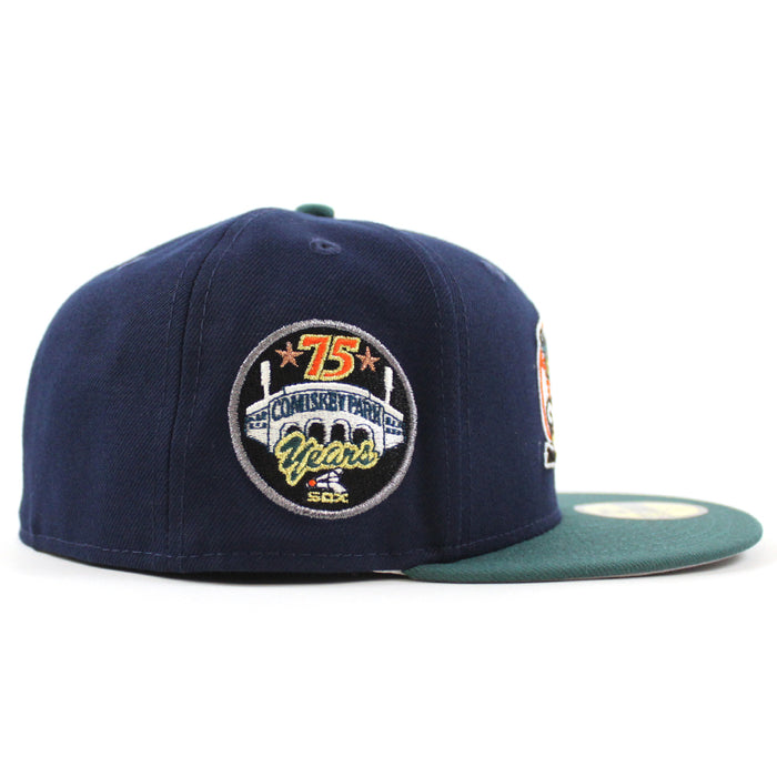 Chicago White Sox 75 Years COMISKEY PARK New Era Fitted 59Fifty Hat (OceanSide Pine Gray Under Brim)
