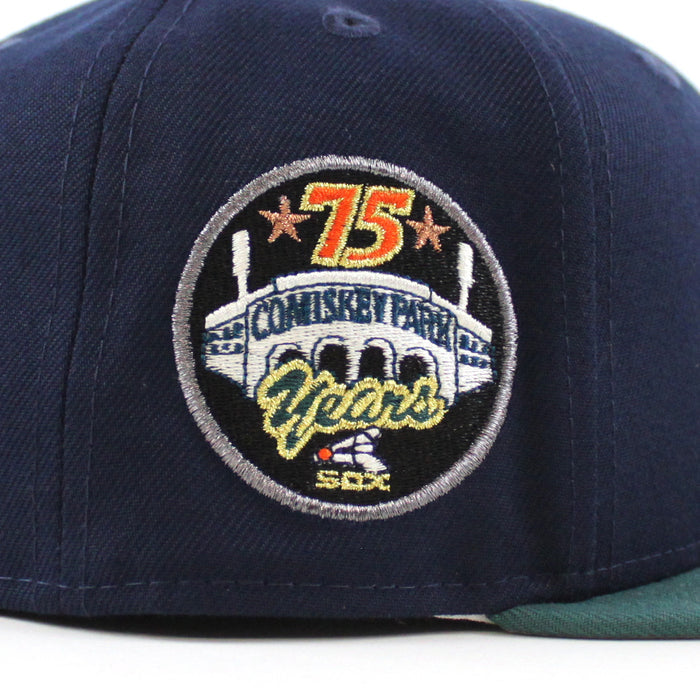 Chicago White Sox 75 Years COMISKEY PARK New Era Fitted 59Fifty Hat (OceanSide Pine Gray Under Brim)