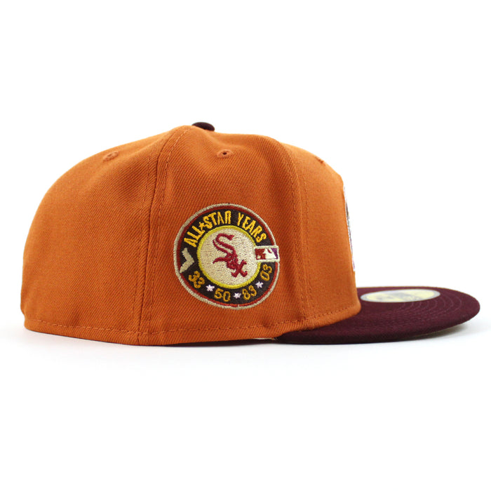 Chicago White Sox ALL STAR YEARS New Era Fitted 59Fifty Hat (Fight Orange MAROON KHAKI Brim)
