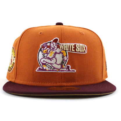 Chicago White Sox ALL STAR YEARS New Era Fitted 59Fifty Hat (Fight Orange MAROON KHAKI Brim)