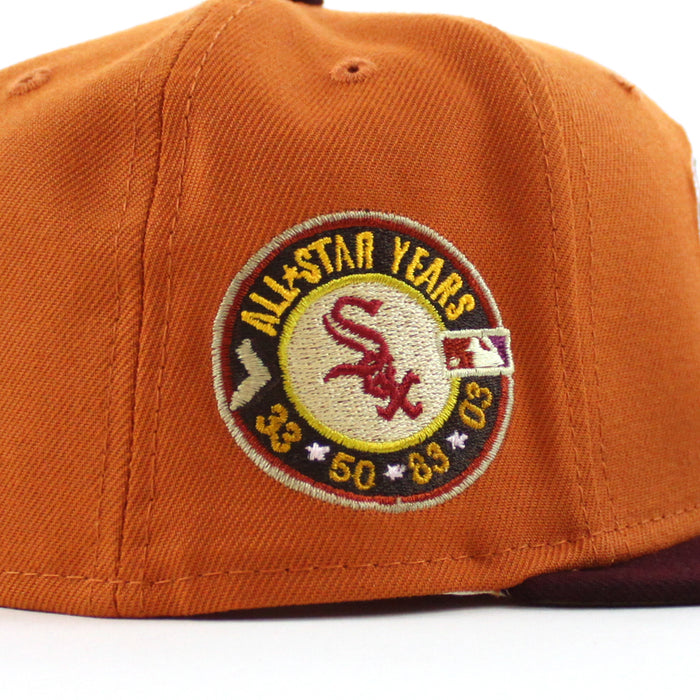 Chicago White Sox ALL STAR YEARS New Era Fitted 59Fifty Hat (Fight Orange MAROON KHAKI Brim)