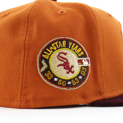 Chicago White Sox ALL STAR YEARS New Era Fitted 59Fifty Hat (Fight Orange MAROON KHAKI Brim)
