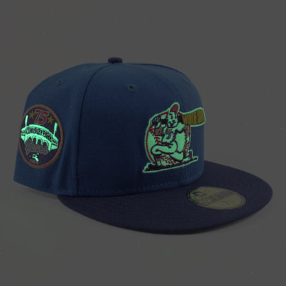 Chicago White Sox COMISKEY PARK 75 Years New Era Fitted 59Fifty Hat (SeaShore Blue OceanSide Gray Brim)