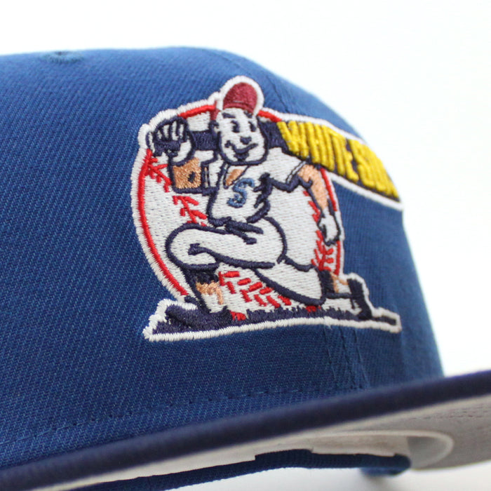 Chicago White Sox COMISKEY PARK 75 Years New Era Fitted 59Fifty Hat (SeaShore Blue OceanSide Gray Brim)