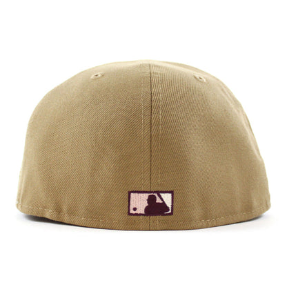 Chicago White Sox COMISKEY PARK New Era Fitted 59Fifty Hat (Glow in the Dark Khaki Camel Maroon Under Brim)