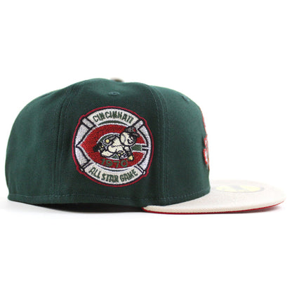 Cincinnati Reds 1970 All Star Game New Era 59Fifty Fitted Hat (Drip logo Dark Green Stone Red Under Brim)
