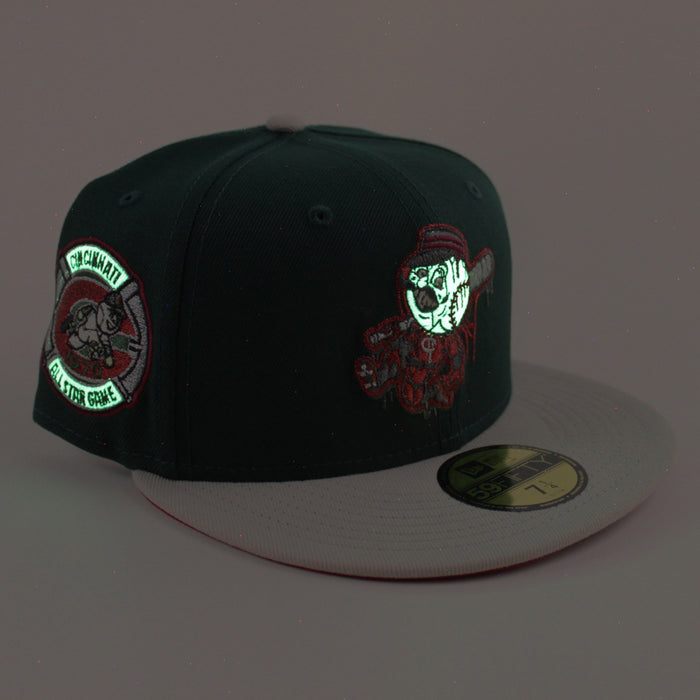 Cincinnati Reds 1970 All Star Game New Era 59Fifty Fitted Hat (Drip logo Dark Green Stone Red Under Brim)