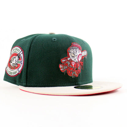 Cincinnati Reds 1970 All Star Game New Era 59Fifty Fitted Hat (Drip logo Dark Green Stone Red Under Brim)