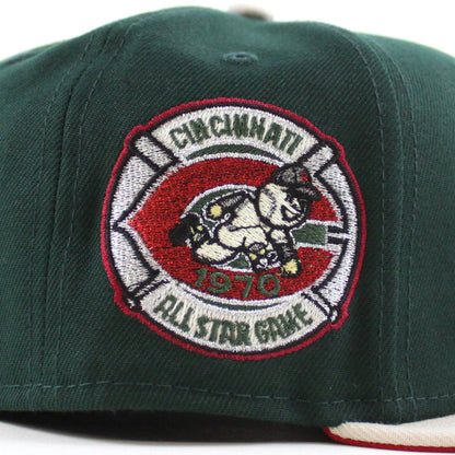 Cincinnati Reds 1970 All Star Game New Era 59Fifty Fitted Hat (Drip logo Dark Green Stone Red Under Brim)