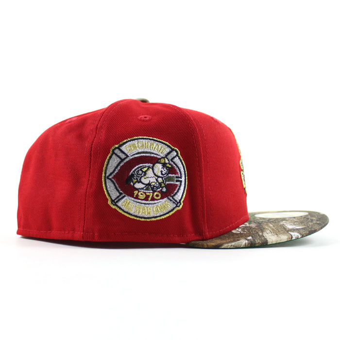 Cincinnati Reds 1970 All Star Game New Era 59Fifty Fitted Hat (Scarlet Red RealTree Camo Green Under Brim)