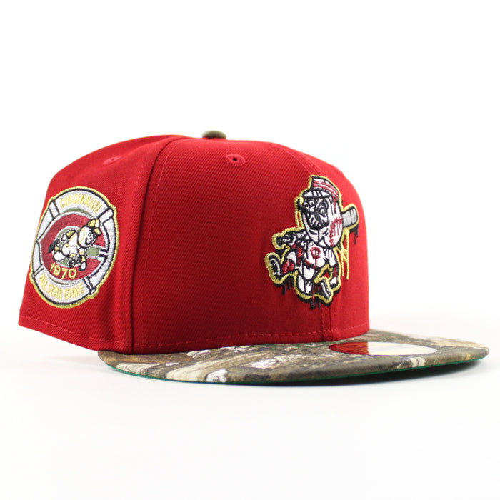 Cincinnati Reds 1970 All Star Game New Era 59Fifty Fitted Hat (Scarlet Red RealTree Camo Green Under Brim)