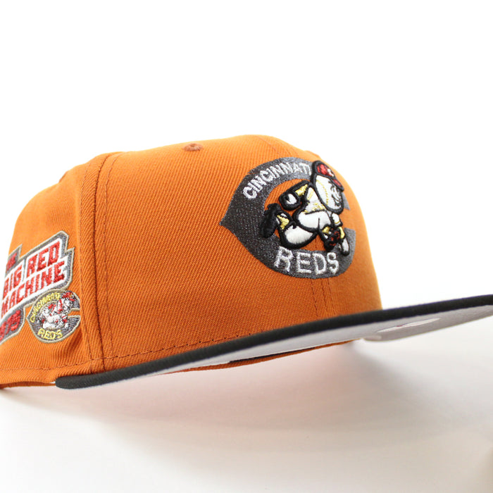 Cincinnati Reds 1975 Big Red Machine New Era 59Fifty Fitted Hat (Flight Orange Black Gray Under Brim)