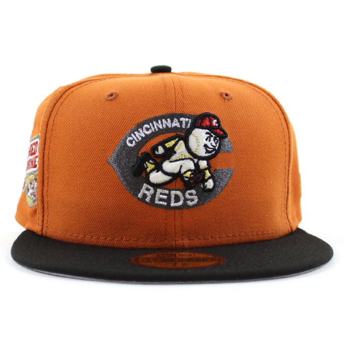 Cincinnati Reds 1975 Big Red Machine New Era 59Fifty Fitted Hat (Flight Orange Black Gray Under Brim)