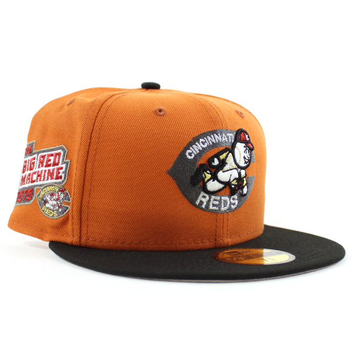 Cincinnati Reds 1975 Big Red Machine New Era 59Fifty Fitted Hat (Flight Orange Black Gray Under Brim)
