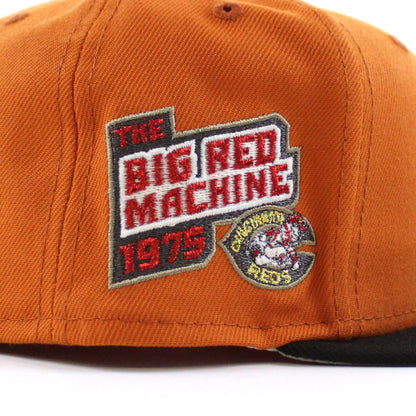 Cincinnati Reds 1975 Big Red Machine New Era 59Fifty Fitted Hat (Flight Orange Black Gray Under Brim)