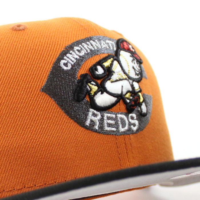 Cincinnati Reds 1975 Big Red Machine New Era 59Fifty Fitted Hat (Flight Orange Black Gray Under Brim)