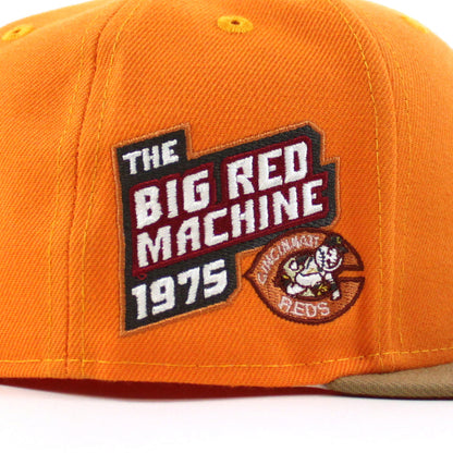 Cincinnati Reds 1975 Big Red Machine New Era 59Fifty Fitted Hat (Popsicle Khaki Rust Under Brim)