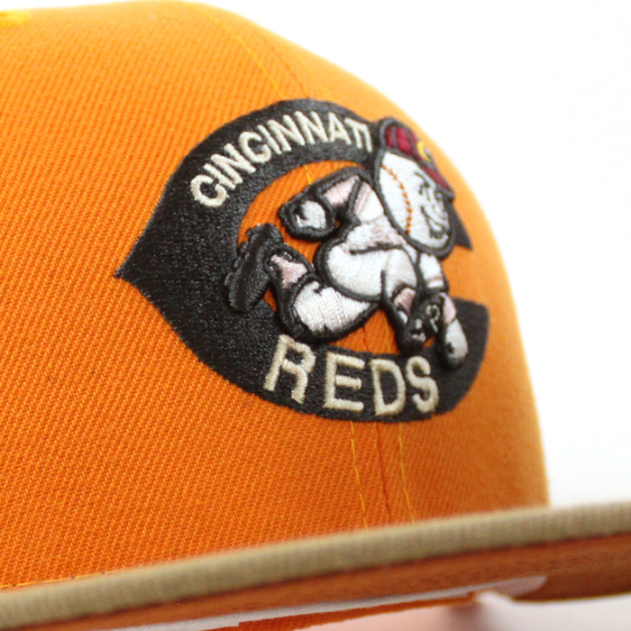 Cincinnati Reds 1975 Big Red Machine New Era 59Fifty Fitted Hat (Popsicle Khaki Rust Under Brim)
