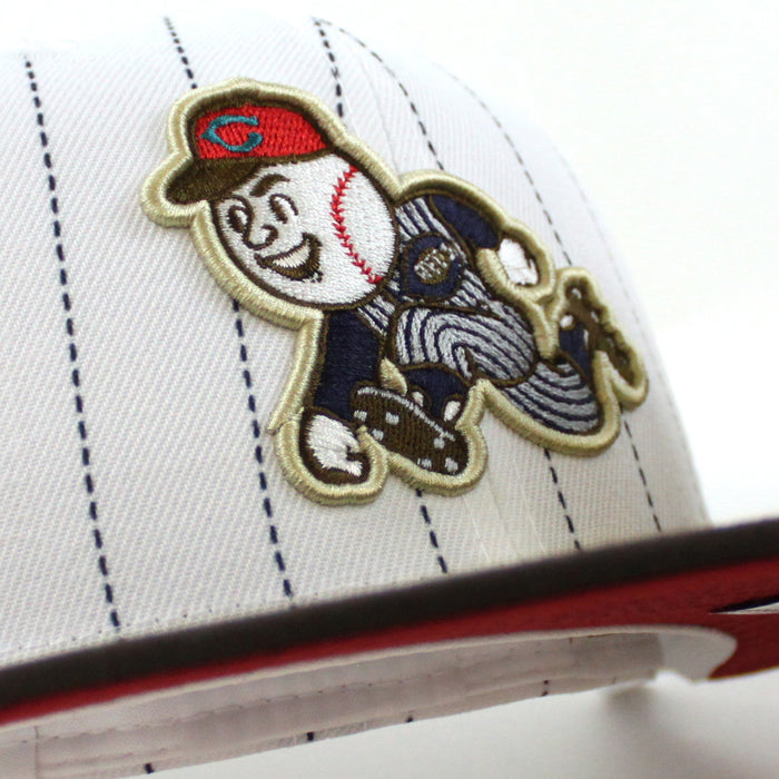 Cincinnati Reds 2003 INAUGURAL SEASON New Era 59Fifty Fitted Hat (PINSTRIPE BROWN PINOT Under Brim)