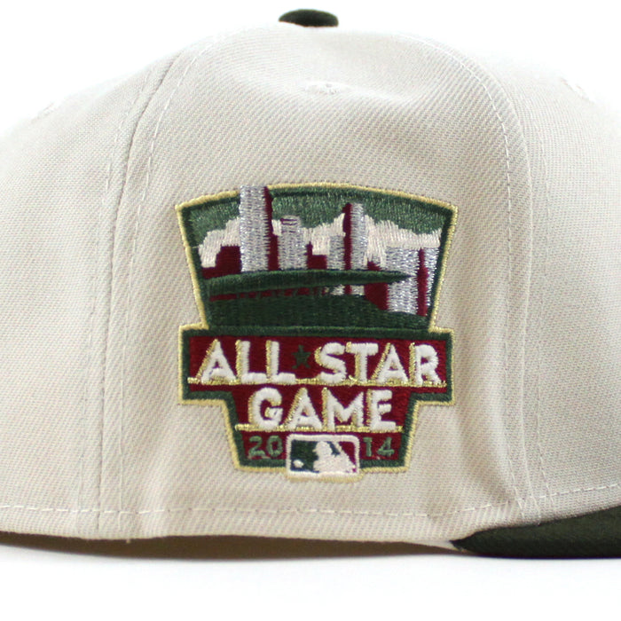 Cincinnati Reds 2014 All Star Game New Era 59Fifty Fitted Hat (Stone SeaWeed Green Pinot Red Under Brim)