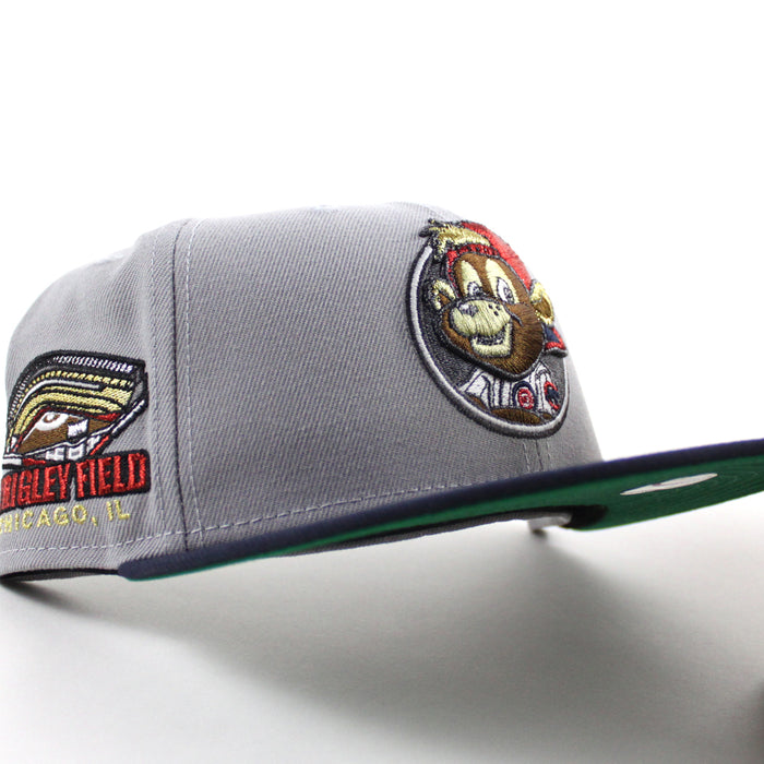 Clark the Cub Mascot Chicago Cubs Wringly field New Era 59Fifty Fitted Hat (Gray Navy Green Under Brim)