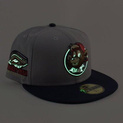 Clark the Cub Mascot Chicago Cubs Wringly field New Era 59Fifty Fitted Hat (Gray Navy Green Under Brim)