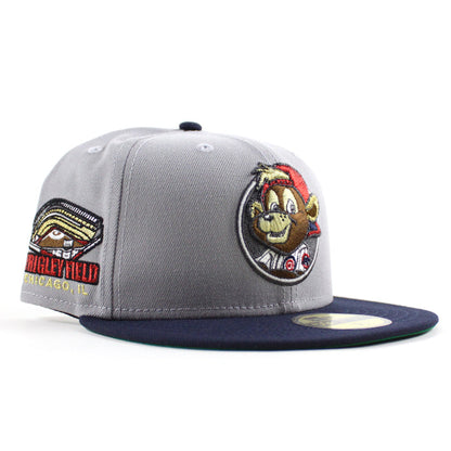 Clark the Cub Mascot Chicago Cubs Wringly field New Era 59Fifty Fitted Hat (Gray Navy Green Under Brim)