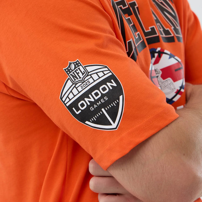The Male model is wearing Cleveland Browns NFL International Series Games Orange Oversized T-Shirt 5